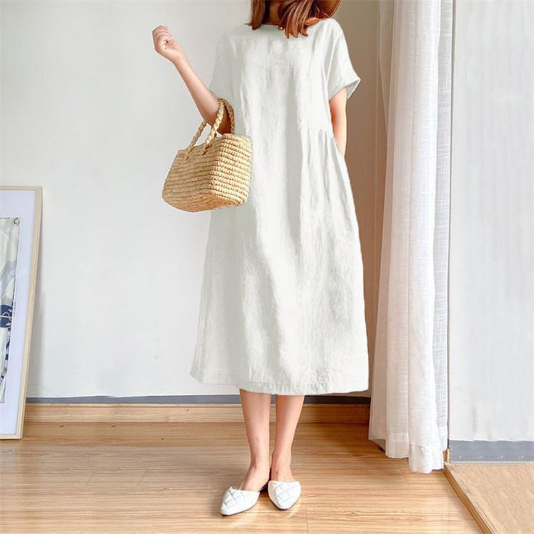 Catherine | Women's Short Sleeve A-Line Midi Dress