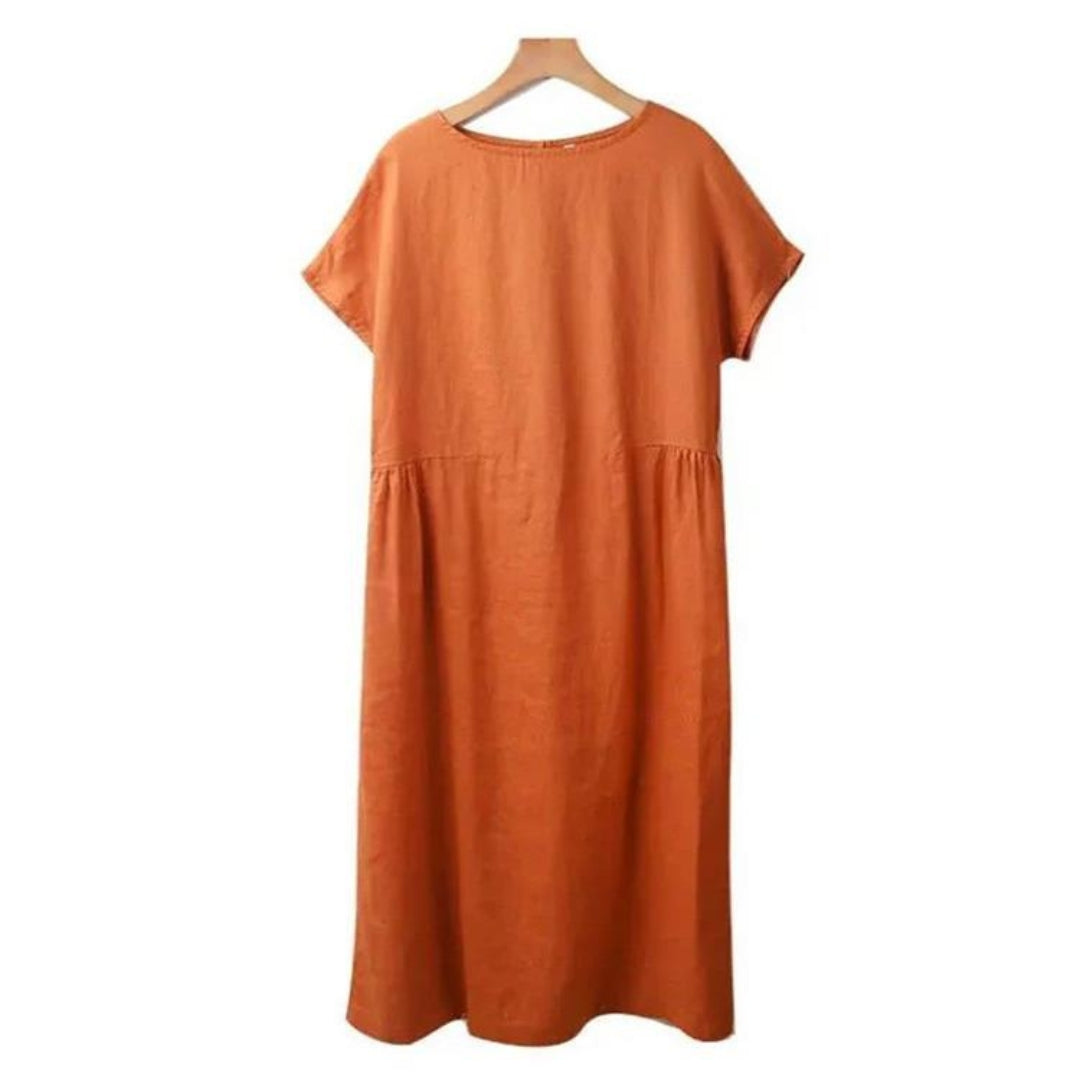 Catherine | Women's Short Sleeve A-Line Midi Dress