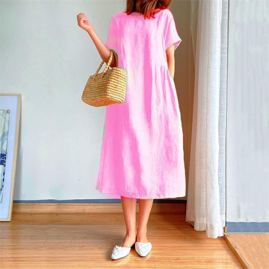 Catherine | Women's Short Sleeve A-Line Midi Dress