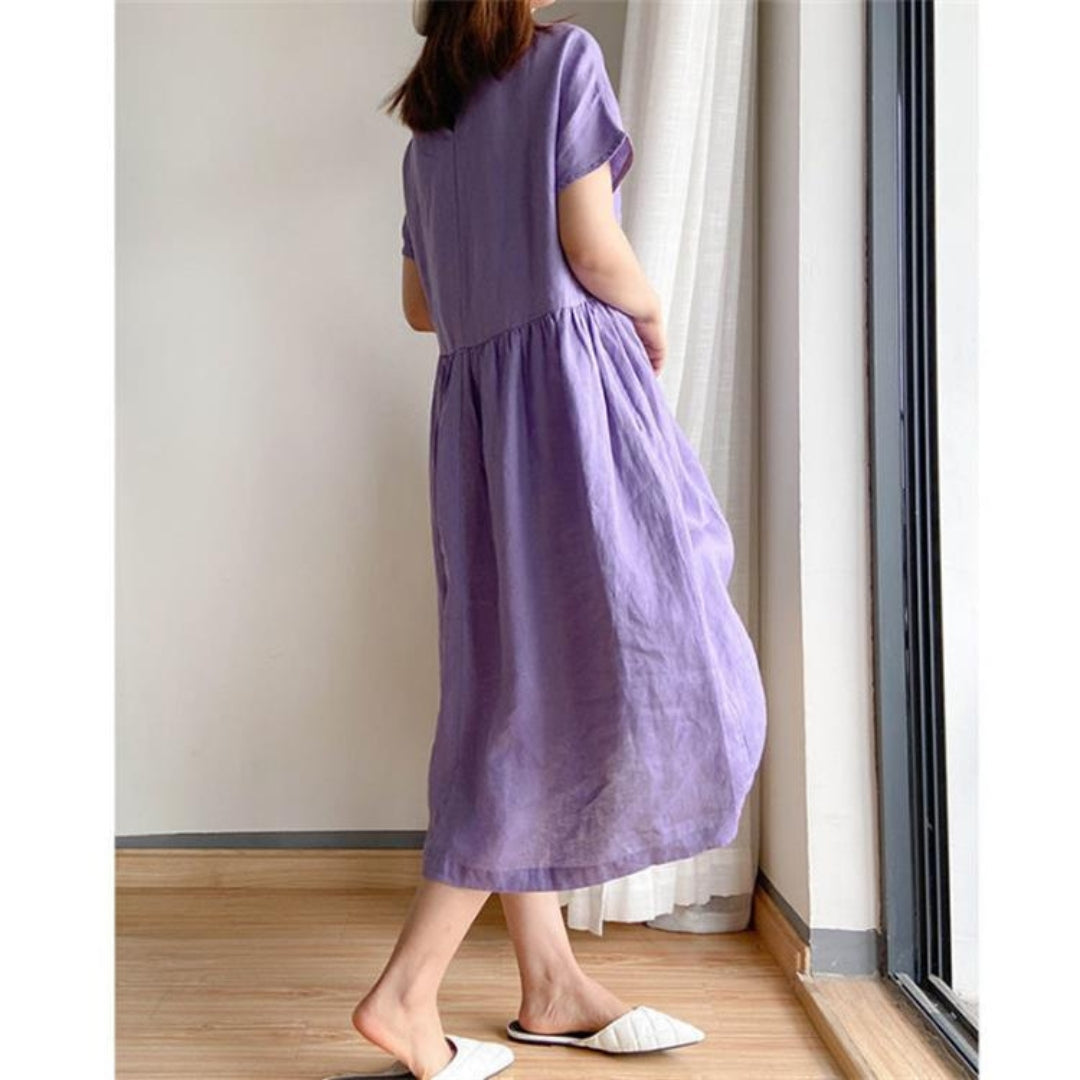 Catherine | Women's Short Sleeve A-Line Midi Dress