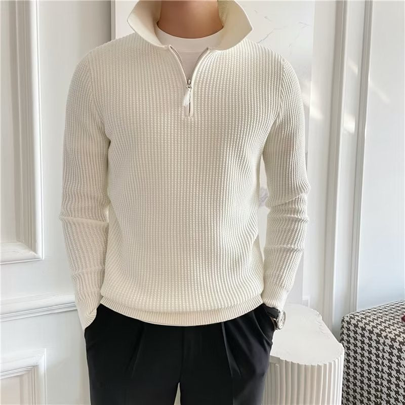 Cedric | Men's Zip-Up Collared Sweater