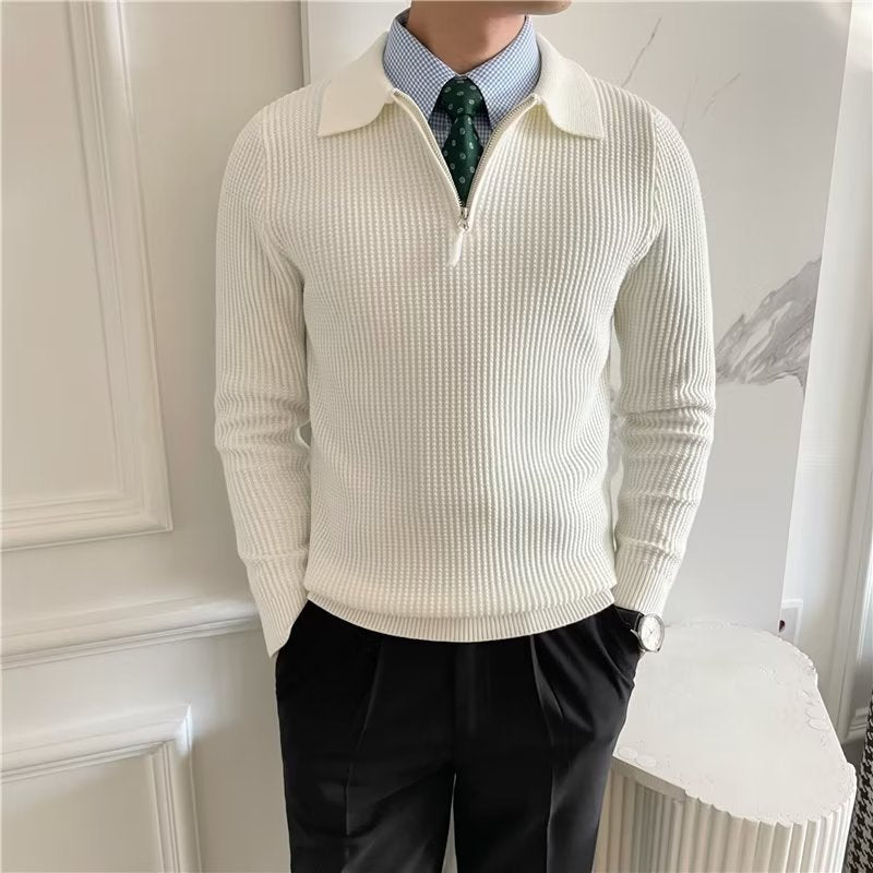 Cedric | Men's Zip-Up Collared Sweater
