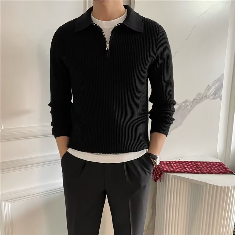 Cedric | Men's Zip-Up Collared Sweater