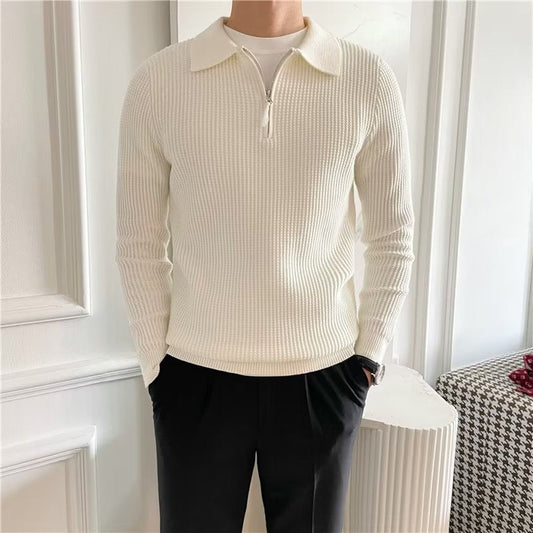 Cedric | Men's Zip-Up Collared Sweater