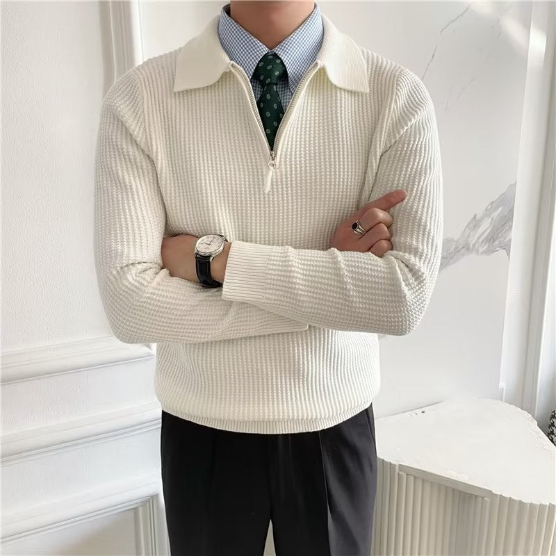 Cedric | Men's Zip-Up Collared Sweater