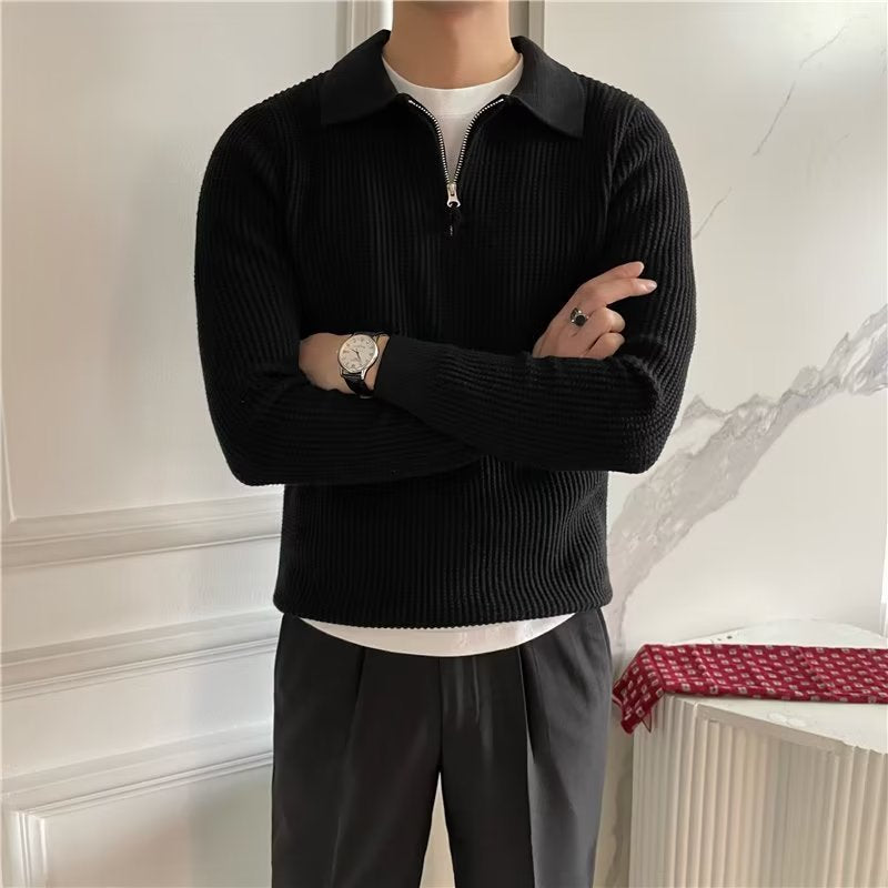 Cedric | Men's Zip-Up Collared Sweater
