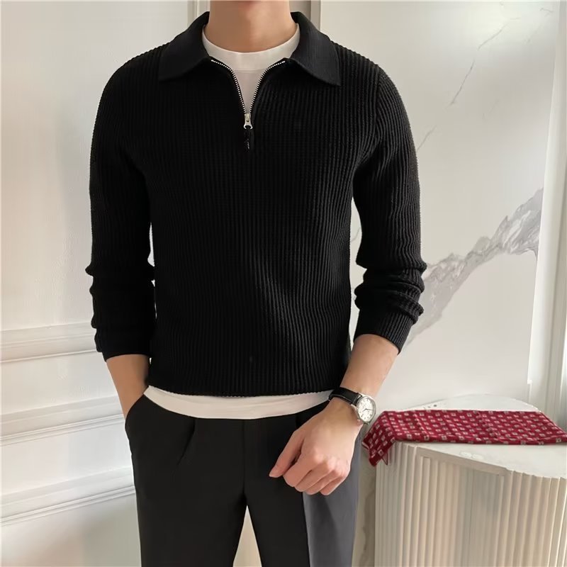 Cedric | Men's Zip-Up Collared Sweater