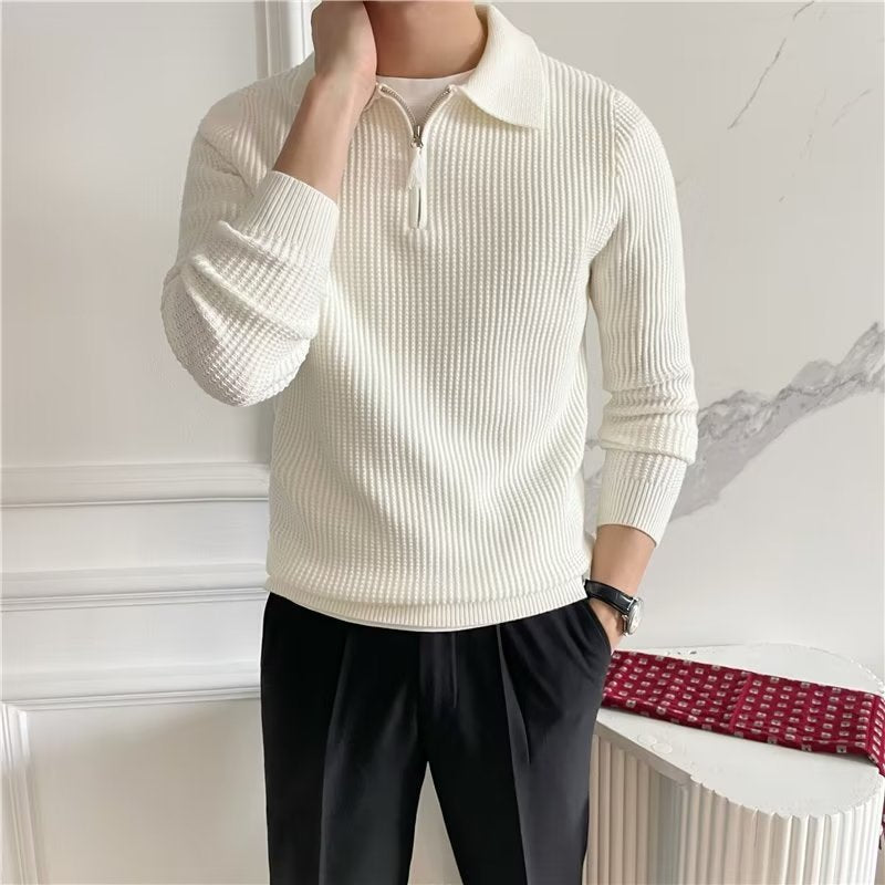 Cedric | Men's Zip-Up Collared Sweater