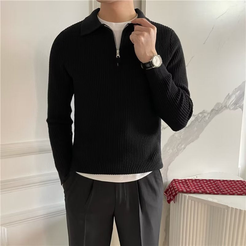 Cedric | Men's Zip-Up Collared Sweater