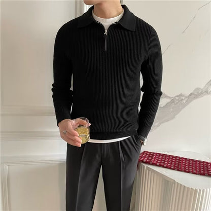 Cedric | Men's Zip-Up Collared Sweater