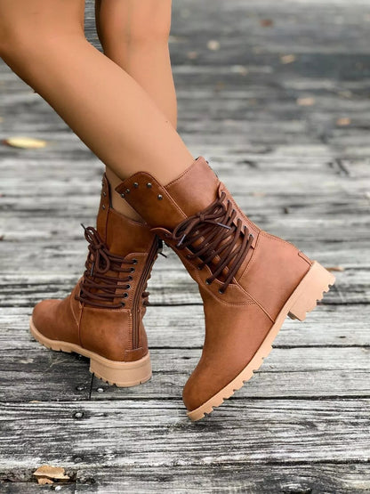 Christine | Women's Lace-Up Mid-Calf Boots