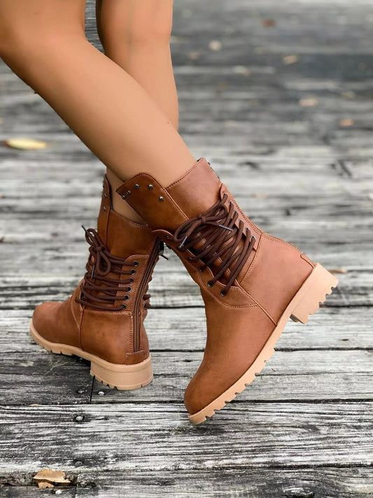 Christine | Women's Lace-Up Mid-Calf Boots