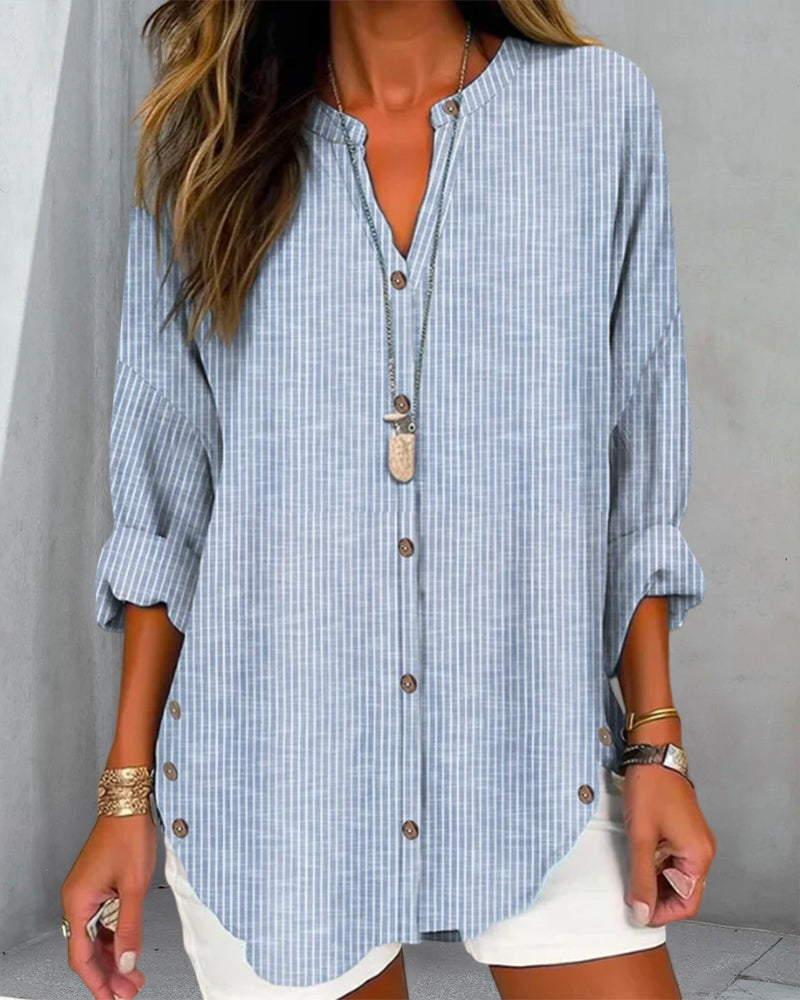 Christy | Women's Button-Down Striped Blouse