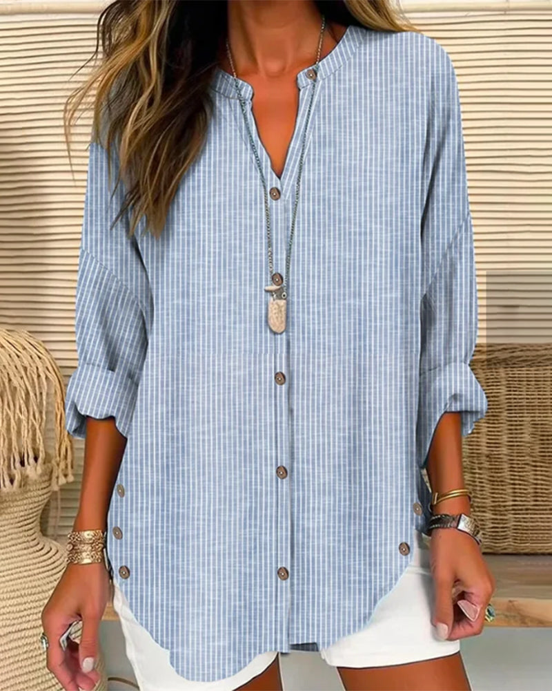 Christy | Women's Button-Down Striped Blouse