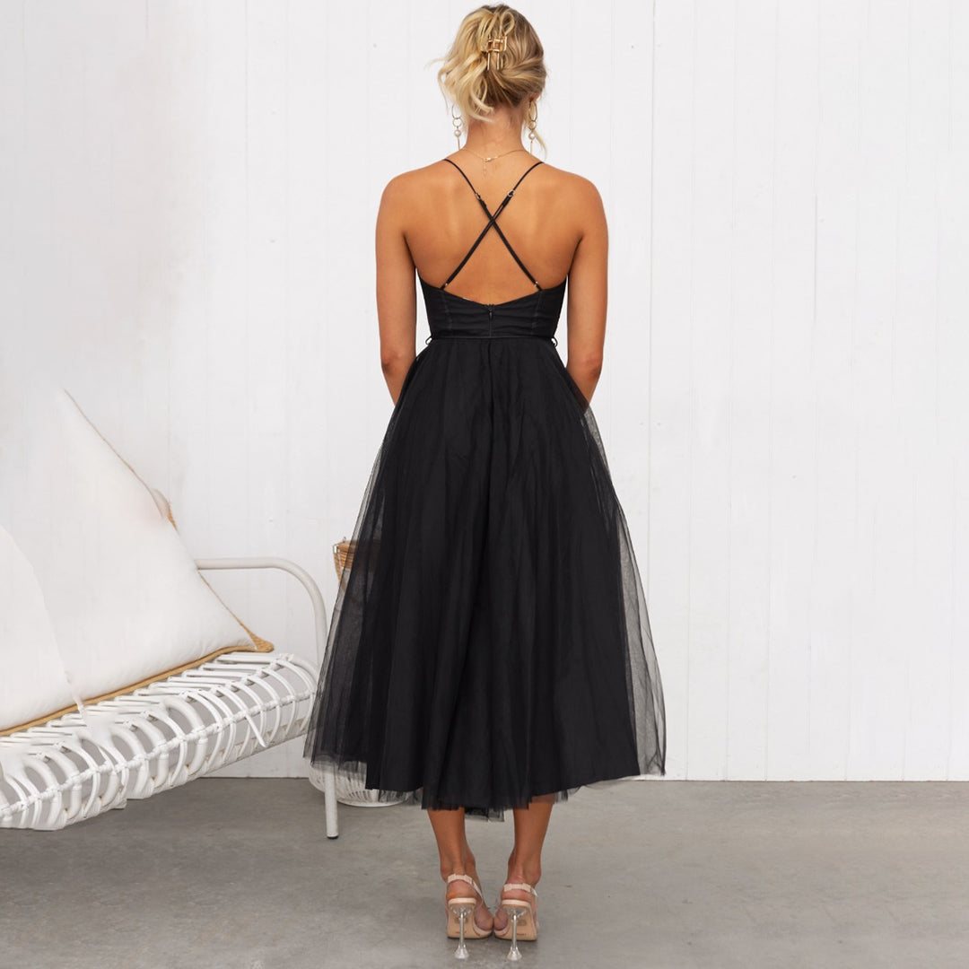 Cindy | Women's Spaghetti Strap A-Line Midi Dress