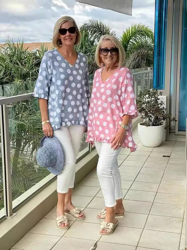 Clara | Women's V-Neck Polka Dot Top