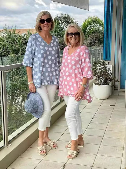 Clara | Women's V-Neck Polka Dot Top