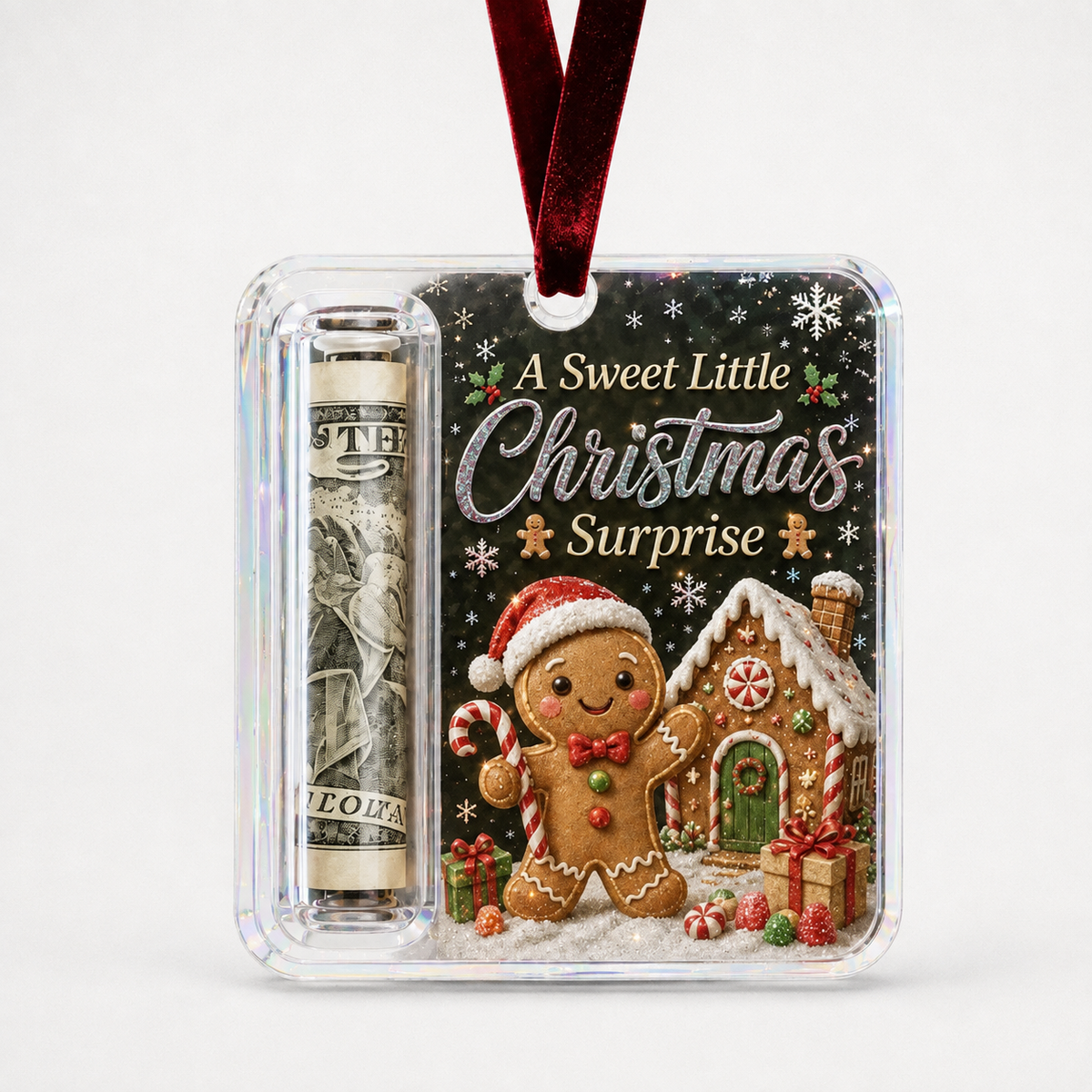 Clear Cash Reveal Christmas Ornament