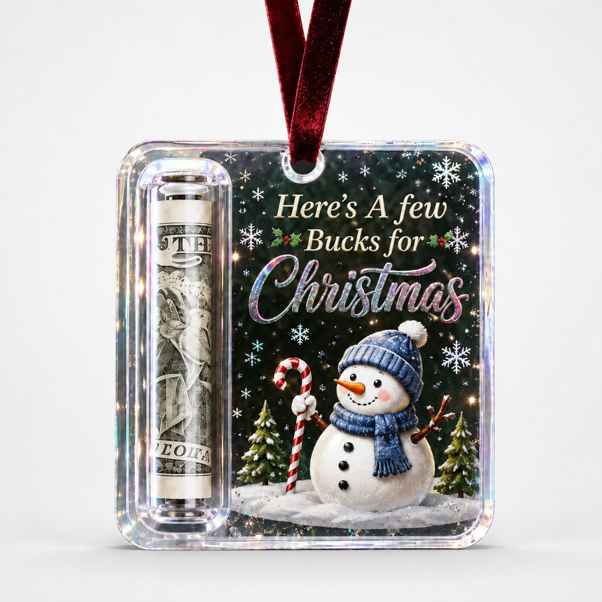 Clear Cash Reveal Christmas Ornament