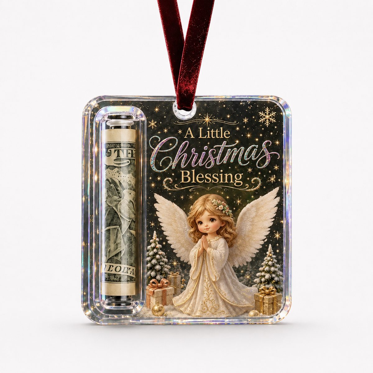Clear Cash Reveal Christmas Ornament