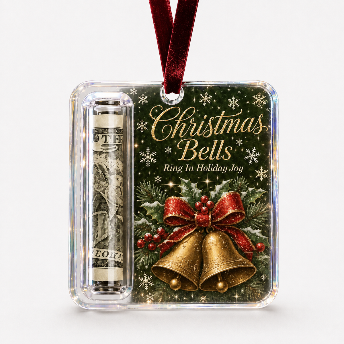 Clear Cash Reveal Christmas Ornament