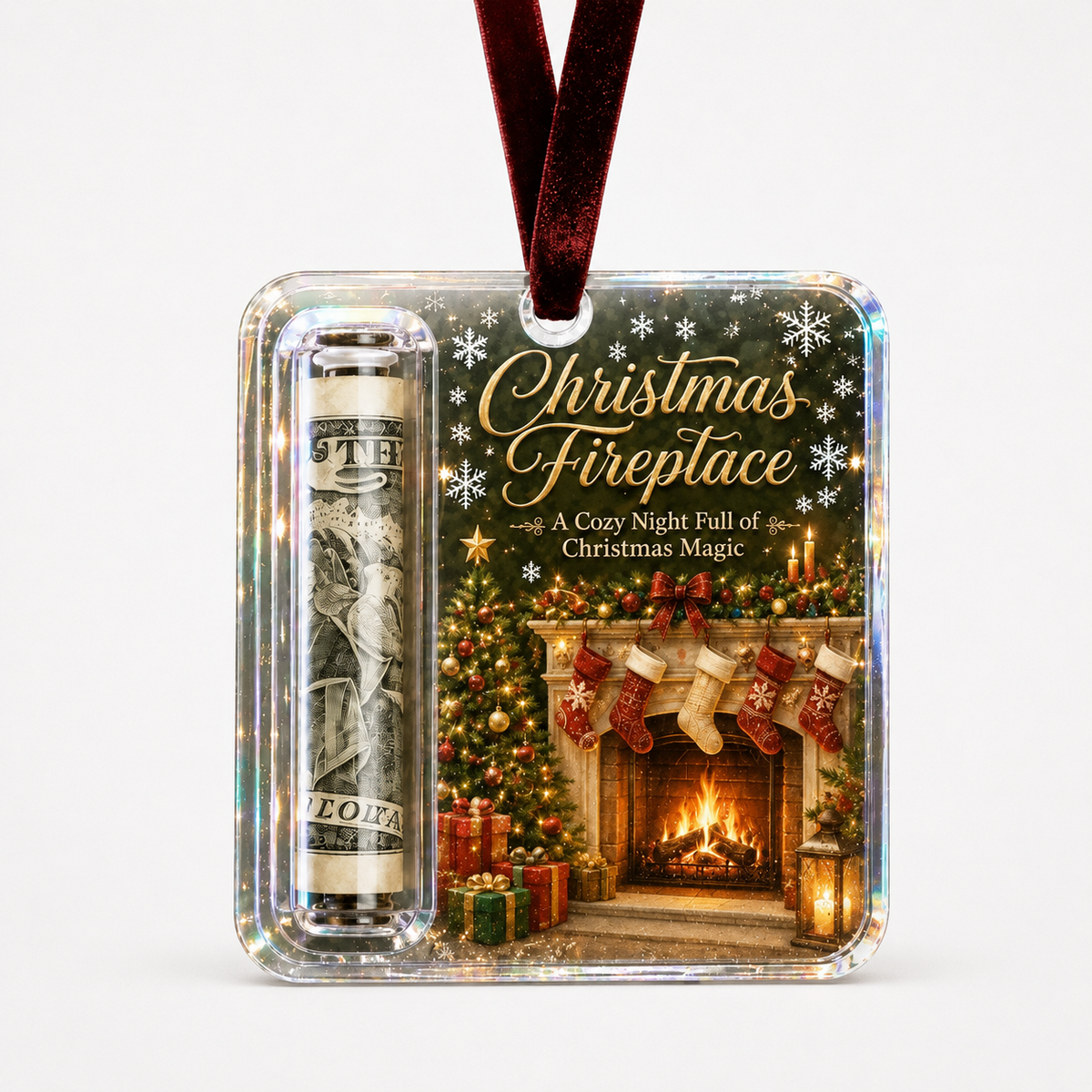 Clear Cash Reveal Christmas Ornament