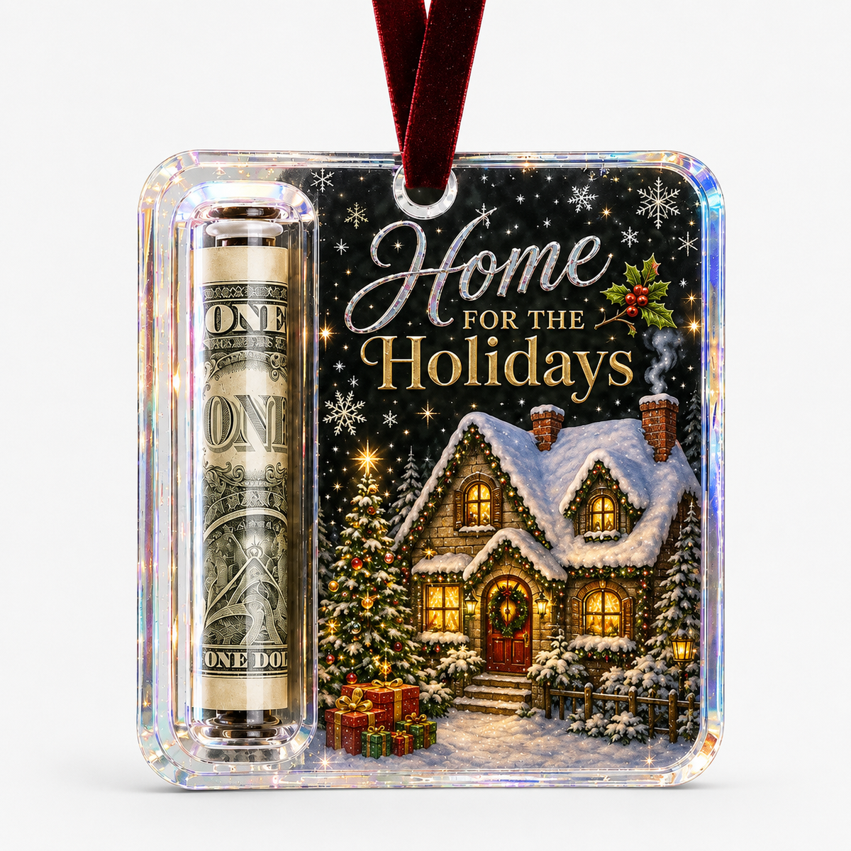 Clear Cash Reveal Christmas Ornament