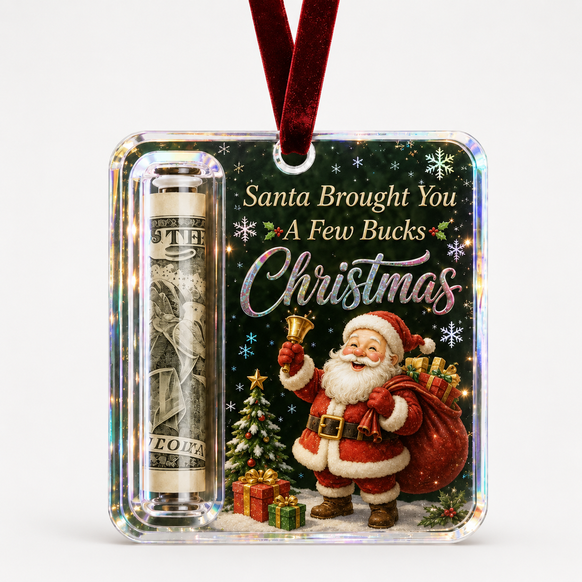 Clear Cash Reveal Christmas Ornament