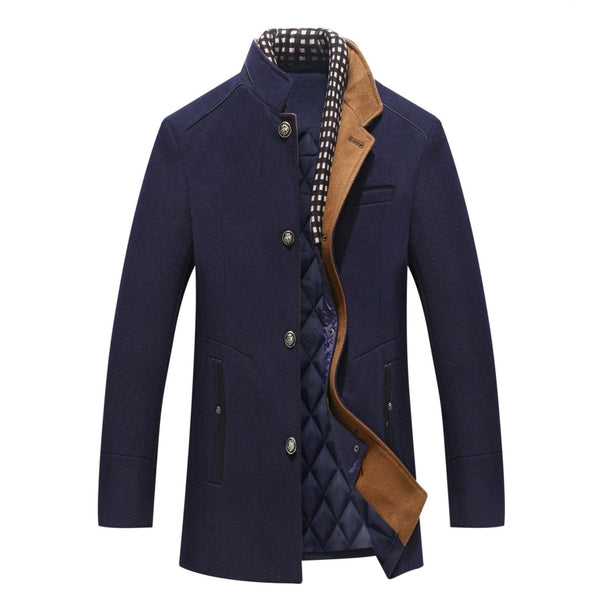 Colin | Men's Stand Collar Mid-Length Coat