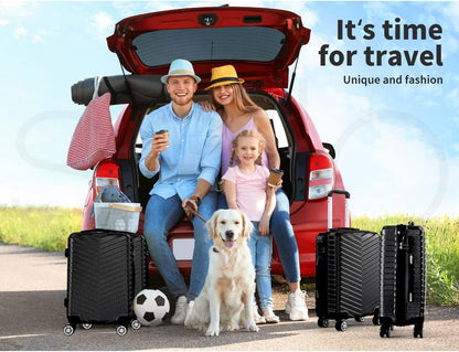 Compact Hard-Shell Carry-On Suitcase with 360° Spinner Wheels in Black