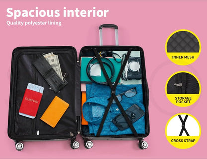 Compact Hard-Shell Carry-On Suitcase with 360° Spinner Wheels in Black