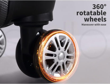 Compact Hard-Shell Carry-On Suitcase with 360° Spinner Wheels in Black