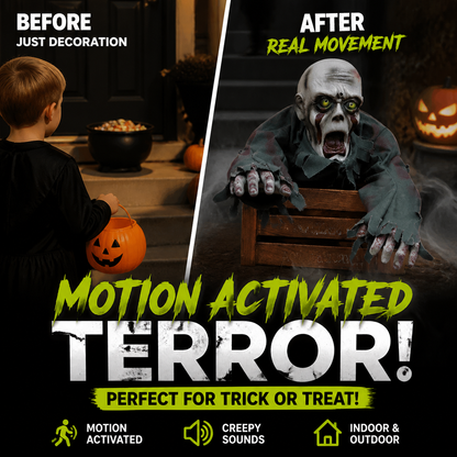 Crawling Ghost Prop | Animated Halloween Decoration with Glowing Eyes & Sound