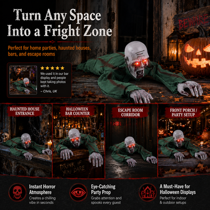 Crawling Ghost Prop | Animated Halloween Decoration with Glowing Eyes & Sound