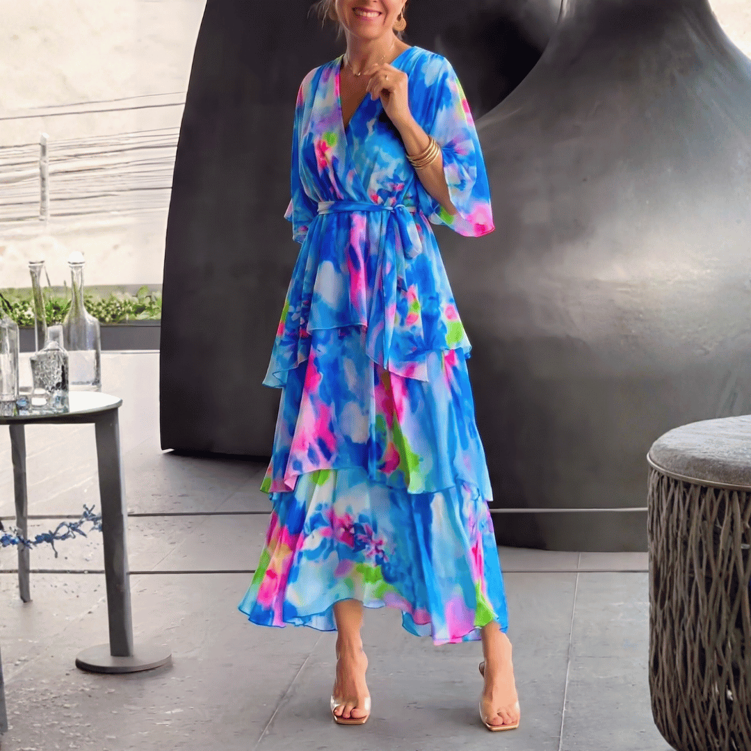 Crystal | Women's V-Neck Wrap Midi Dress