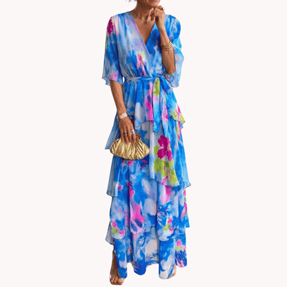 Crystal | Women's V-Neck Wrap Midi Dress