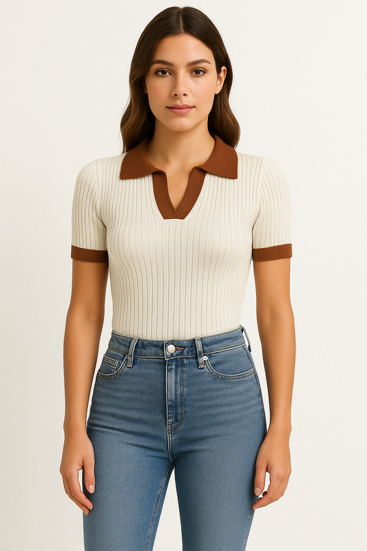 Dana | Women's Fitted Ribbed Polo Shirt