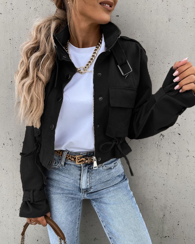 Danielle | Women's Cropped Button-Down Utility Jacket
