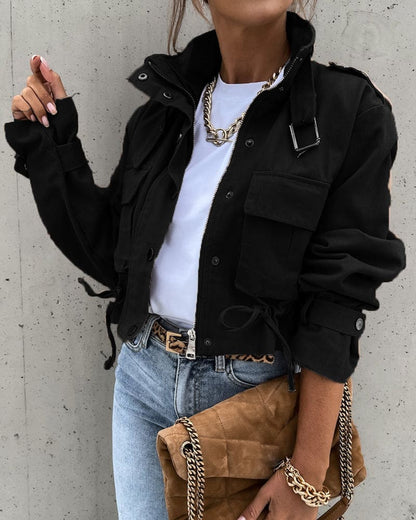 Danielle | Women's Cropped Button-Down Utility Jacket