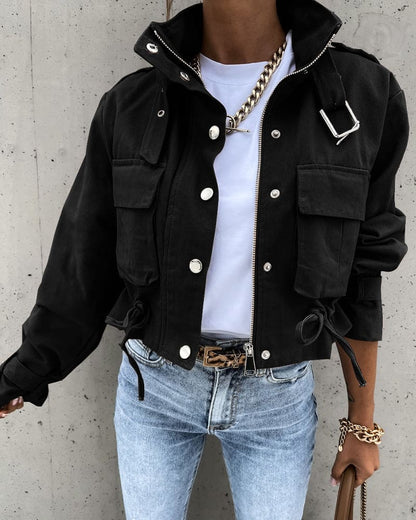 Danielle | Women's Cropped Button-Down Utility Jacket