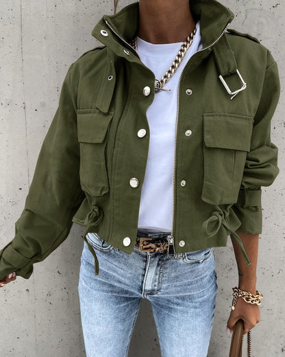 Danielle | Women's Cropped Button-Down Utility Jacket