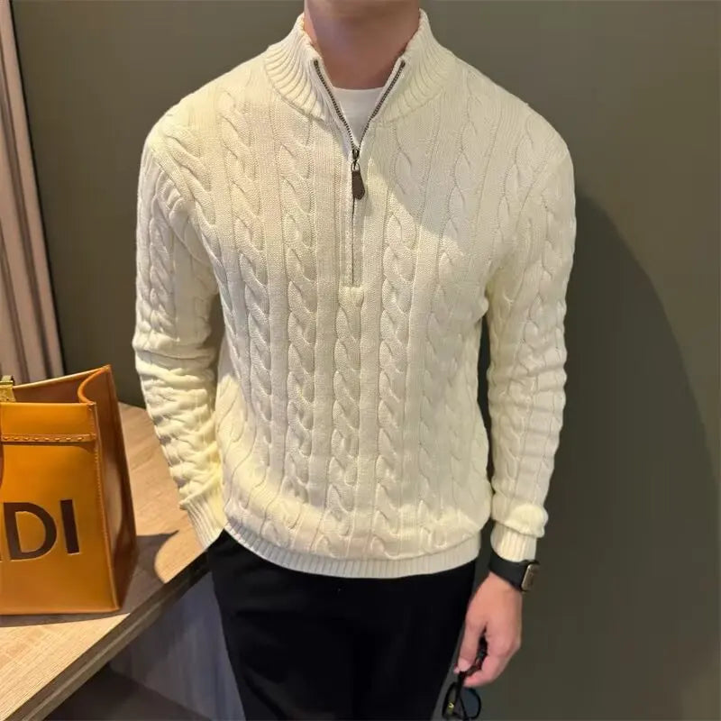 Deacon | Men's Zip-Up Cable Knit Sweater