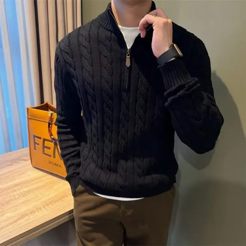 Deacon | Men's Zip-Up Cable Knit Sweater