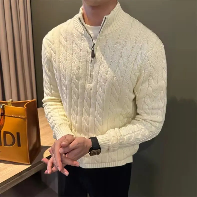 Deacon | Men's Zip-Up Cable Knit Sweater