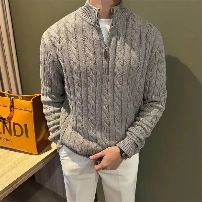 Deacon | Men's Zip-Up Cable Knit Sweater