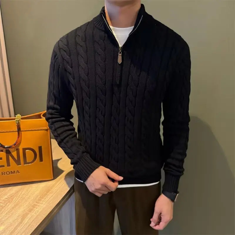 Deacon | Men's Zip-Up Cable Knit Sweater