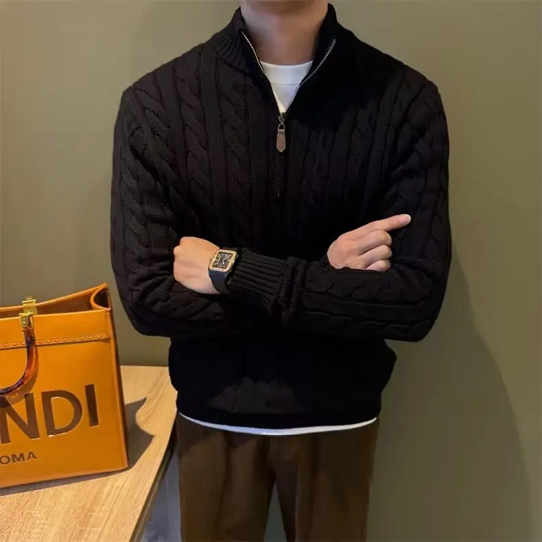 Deacon | Men's Zip-Up Cable Knit Sweater