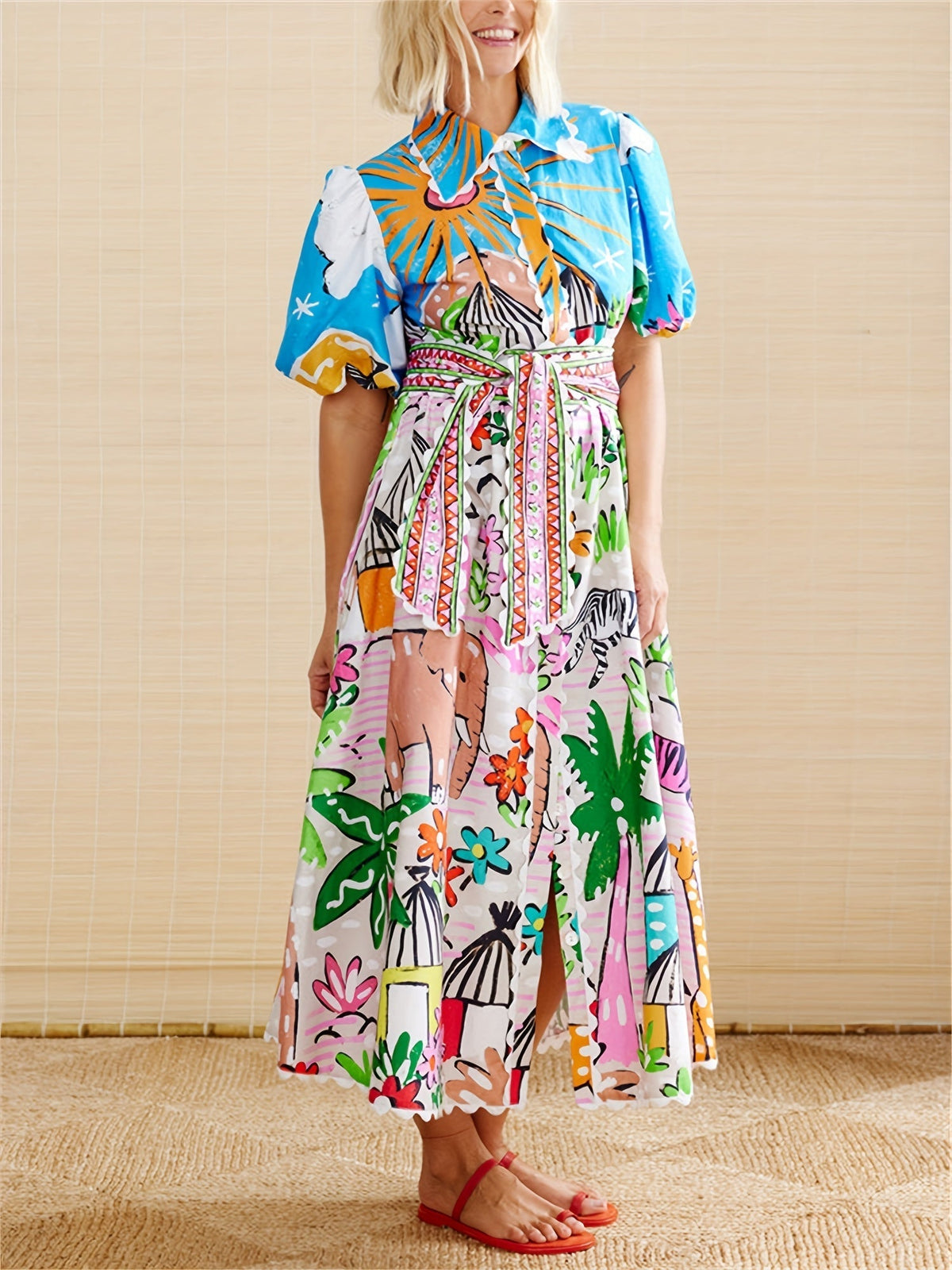 Donna | Women's Short Sleeve A-Line Midi Dress