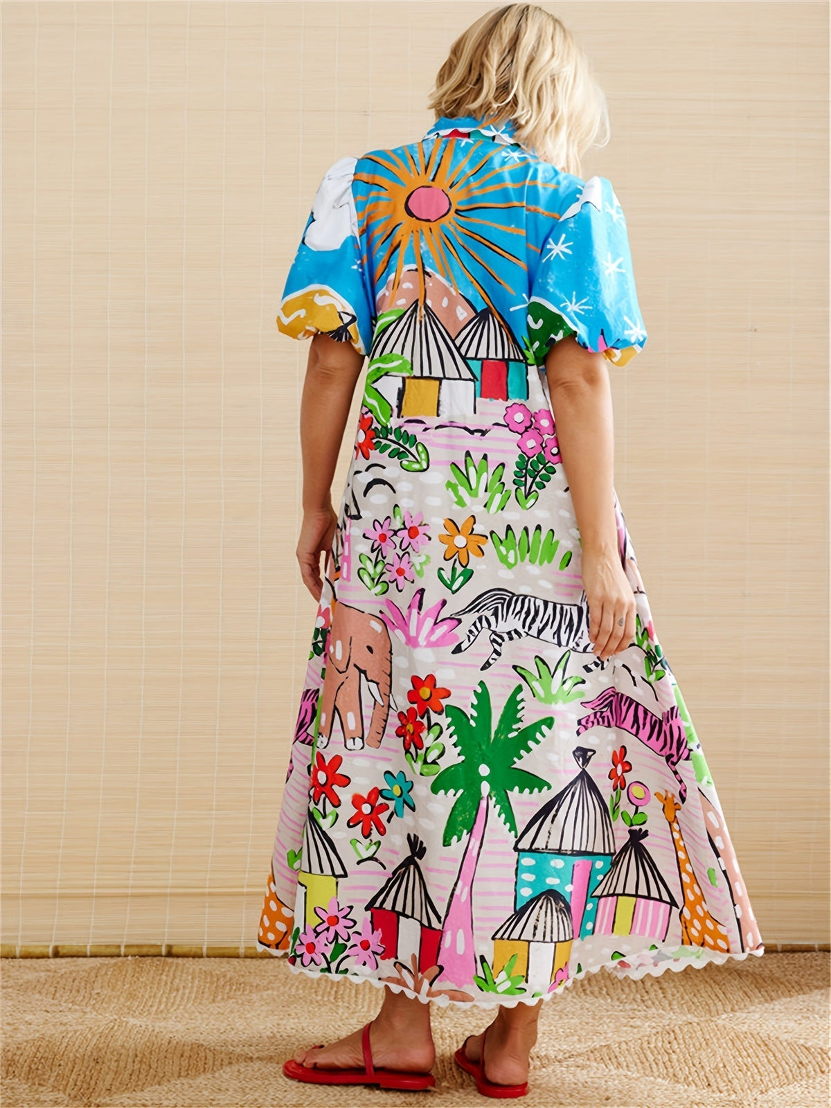 Donna | Women's Short Sleeve A-Line Midi Dress