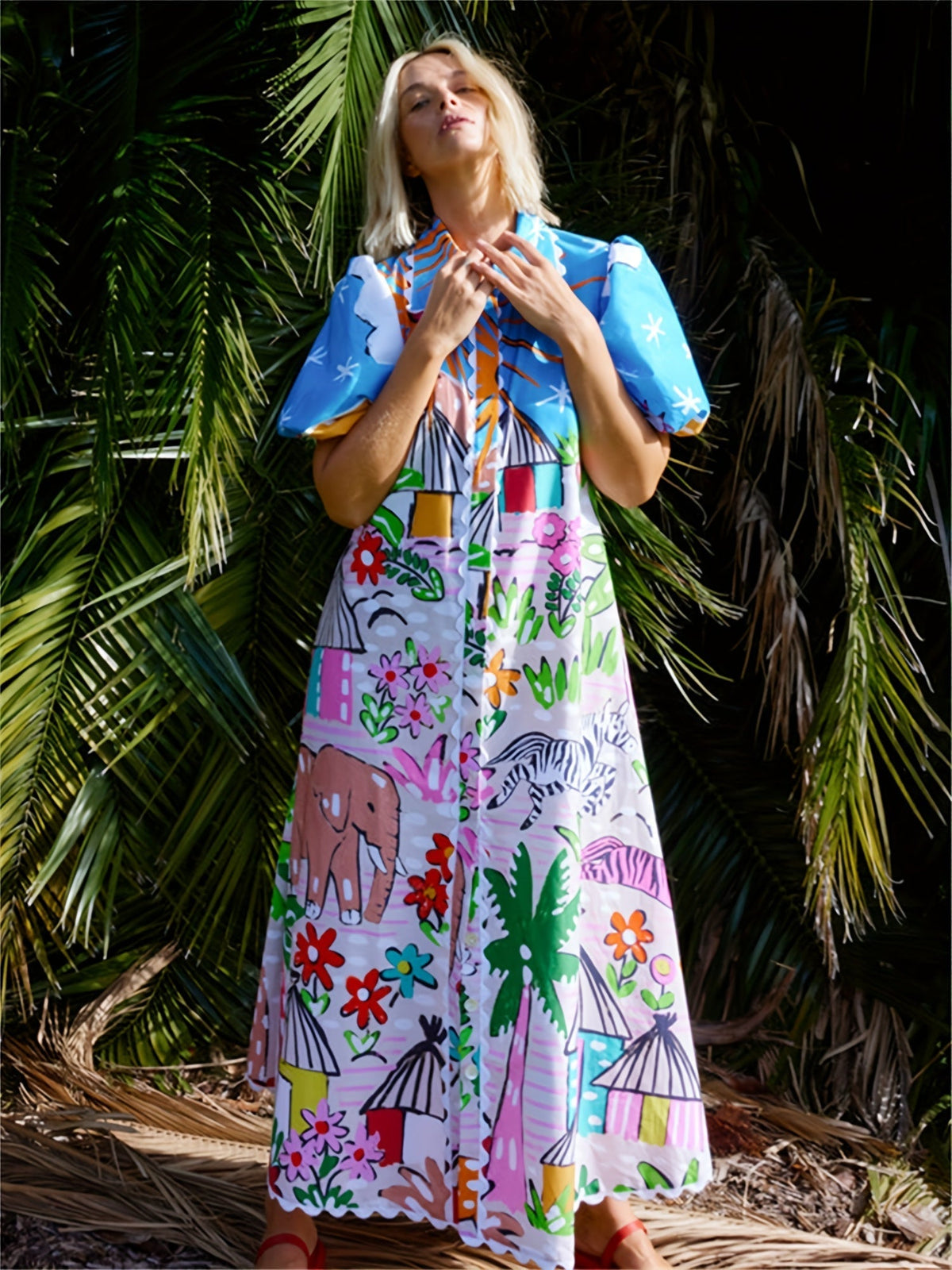 Donna | Women's Short Sleeve A-Line Midi Dress